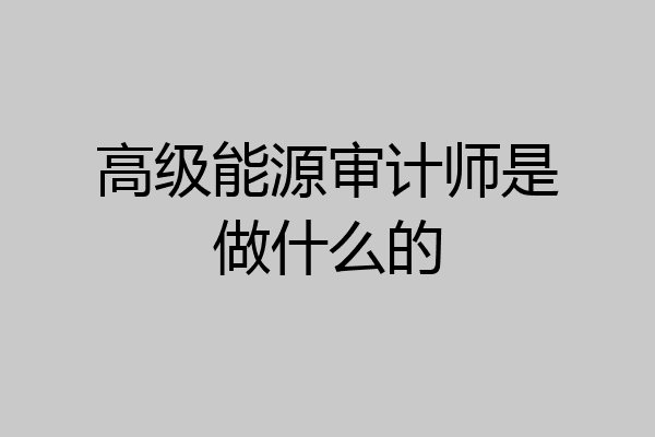 高级能源审计师是做什么的
