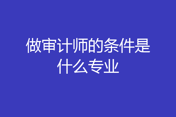 做审计师的条件是什么专业