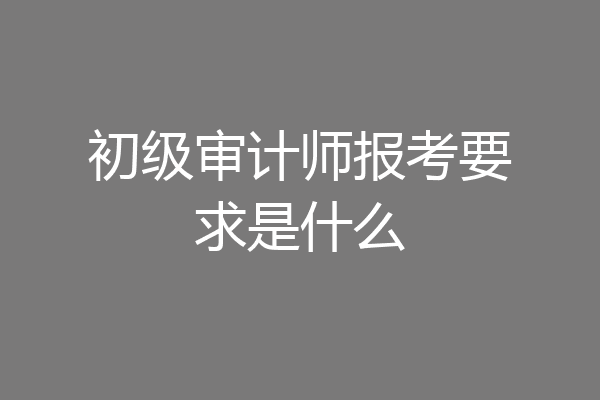 初级审计师报考要求是什么