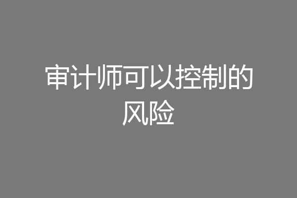 审计师可以控制的风险