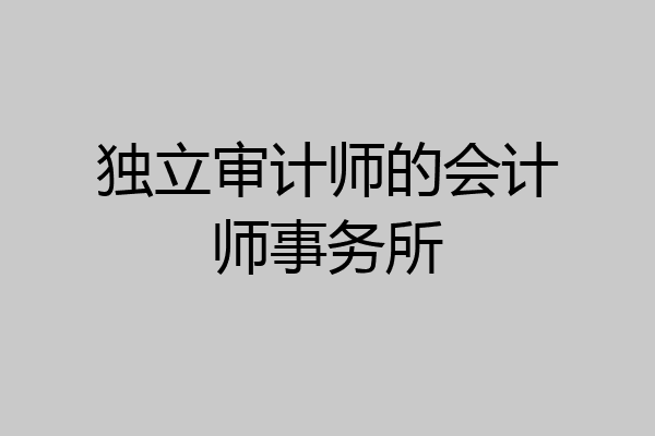 独立审计师的会计师事务所
