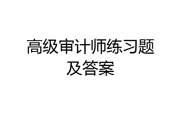 高级审计师练习题及答案