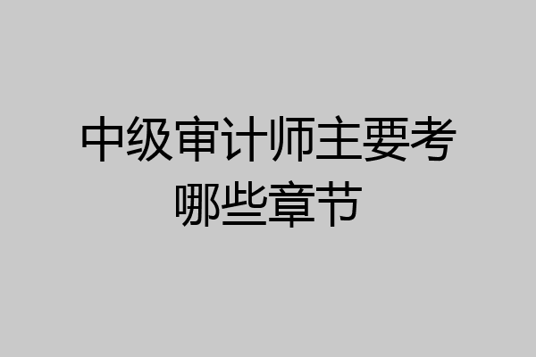 中级审计师主要考哪些章节