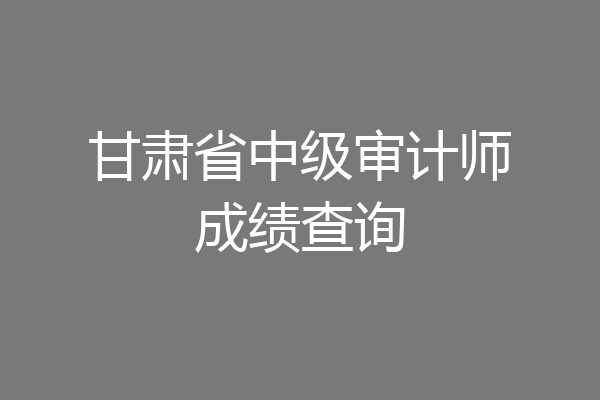 甘肃省中级审计师成绩查询