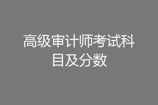 高级审计师考试科目及分数