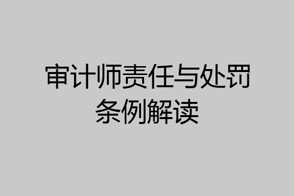审计师责任与处罚条例解读