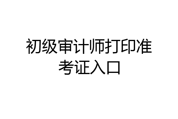 初级审计师打印准考证入口