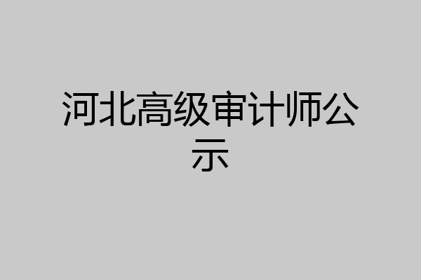 河北高级审计师公示