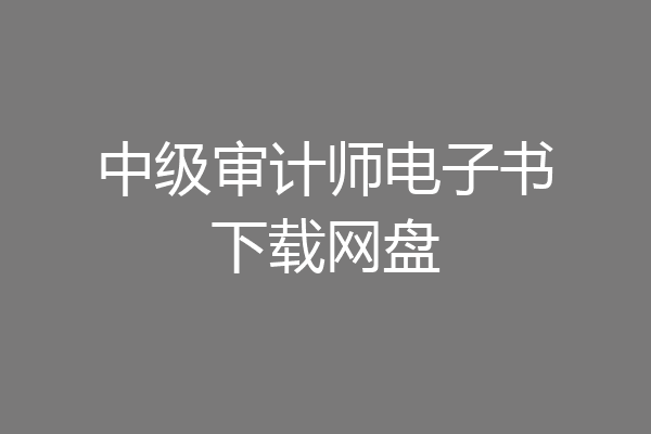 中级审计师电子书下载网盘