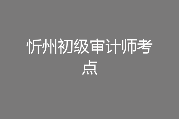 忻州初级审计师考点