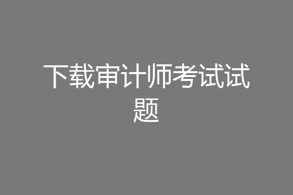 下载审计师考试试题