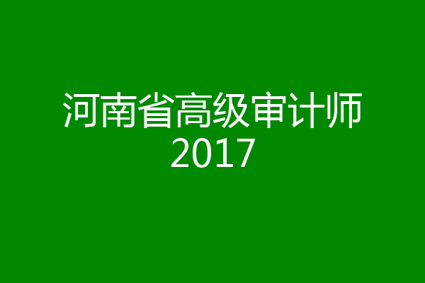 河南省高级审计师2017