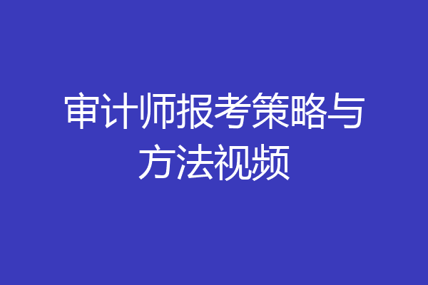 审计师报考策略与方法视频