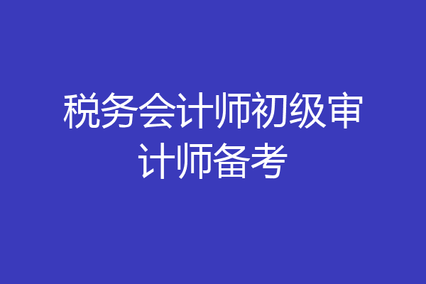 税务会计师初级审计师备考