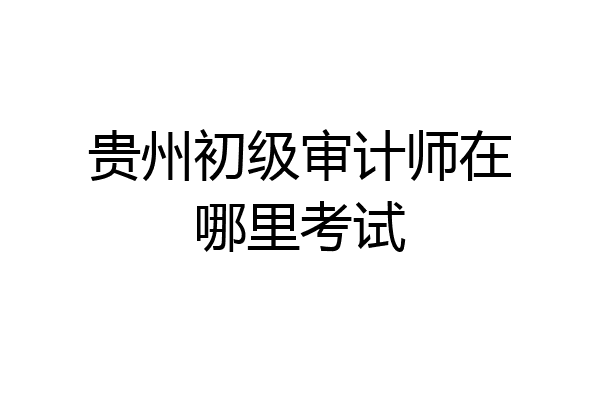 贵州初级审计师在哪里考试