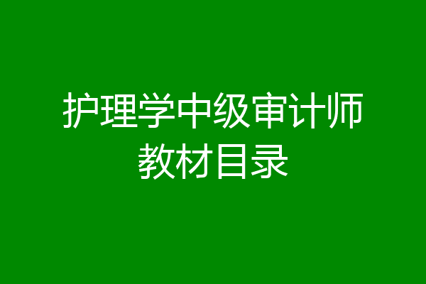 护理学中级审计师教材目录