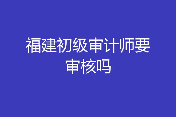 福建初级审计师要审核吗