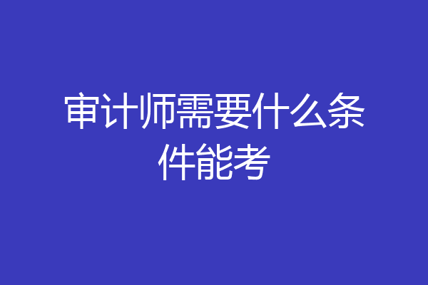 审计师需要什么条件能考