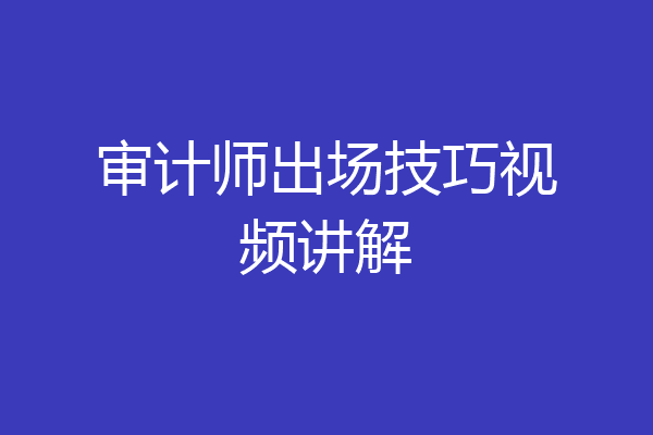 审计师出场技巧视频讲解