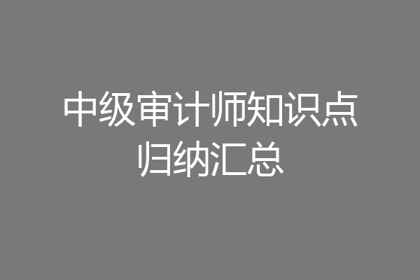 中级审计师知识点归纳汇总
