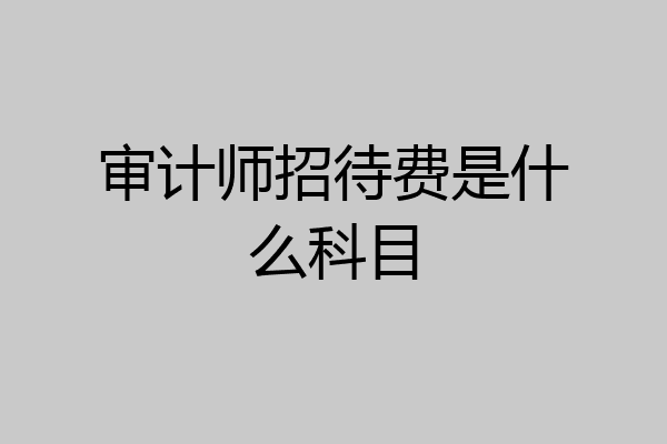 审计师招待费是什么科目