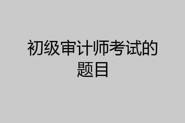 初级审计师考试的题目
