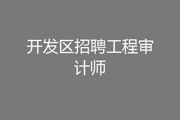 开发区招聘工程审计师