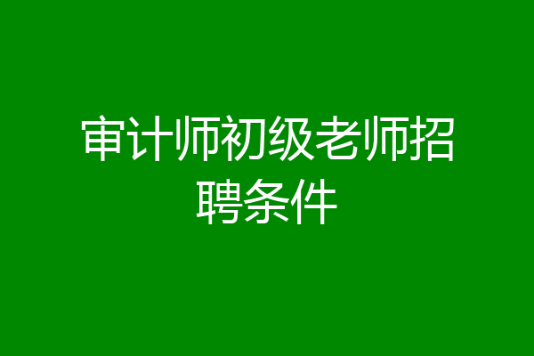 审计师初级老师招聘条件