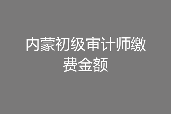 内蒙初级审计师缴费金额