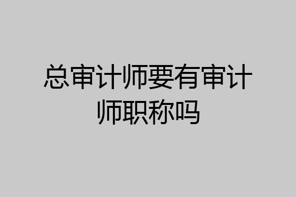 总审计师要有审计师职称吗