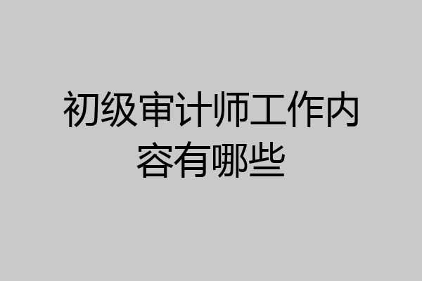初级审计师工作内容有哪些