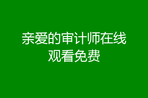 亲爱的审计师在线观看免费