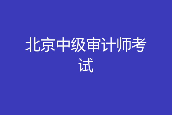 北京中级审计师考试