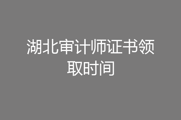 湖北审计师证书领取时间
