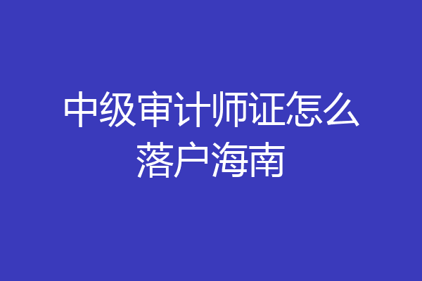 中级审计师证怎么落户海南
