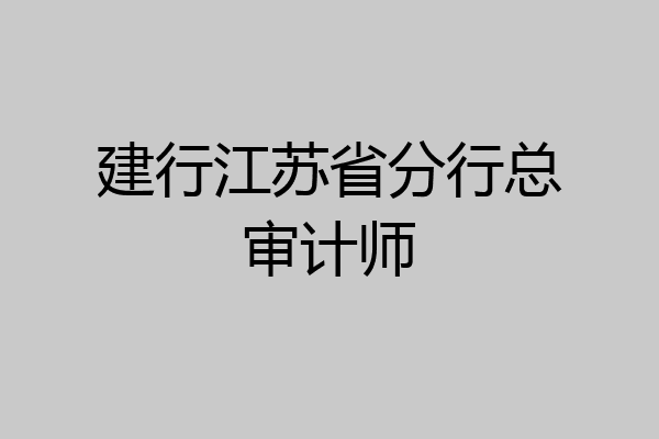 建行江苏省分行总审计师