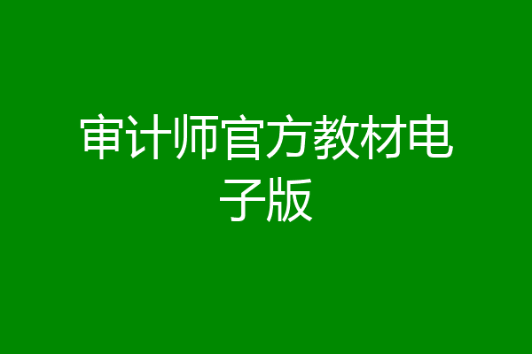 审计师官方教材电子版