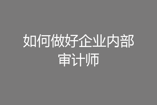 如何做好企业内部审计师