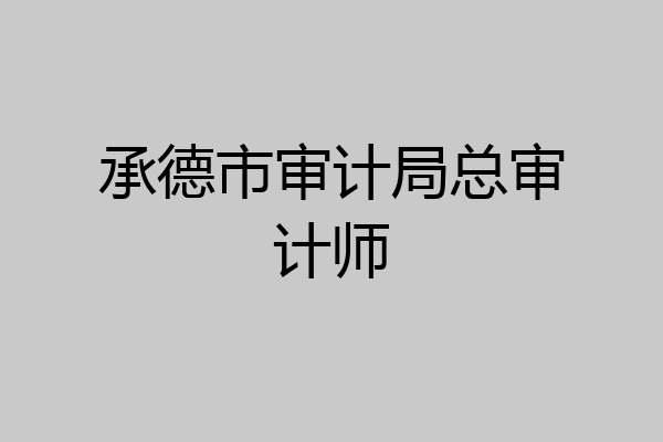 承德市审计局总审计师