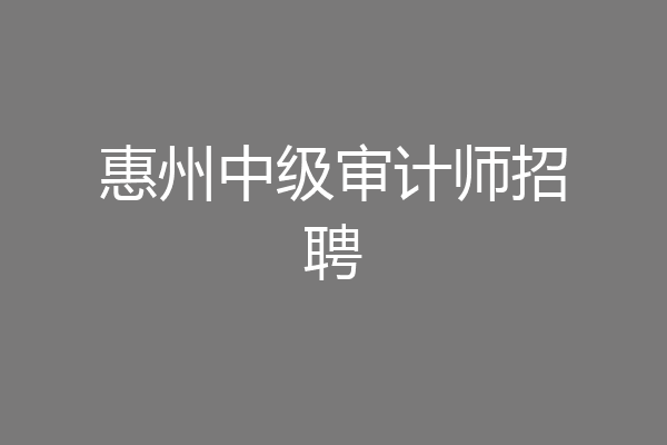 惠州中级审计师招聘
