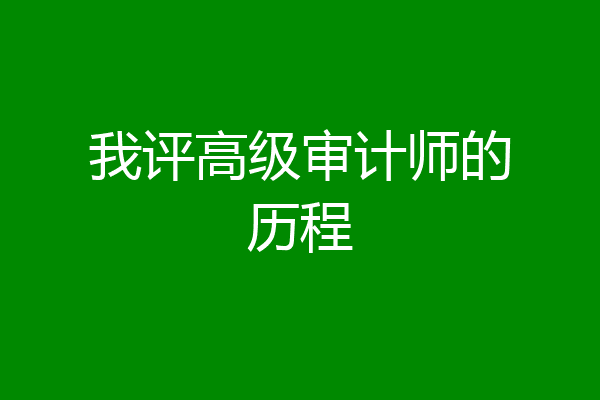 我评高级审计师的历程