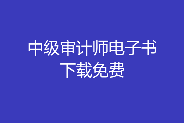 中级审计师电子书下载免费