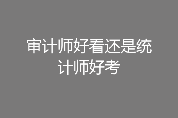 审计师好看还是统计师好考