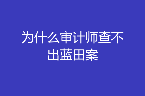 为什么审计师查不出蓝田案