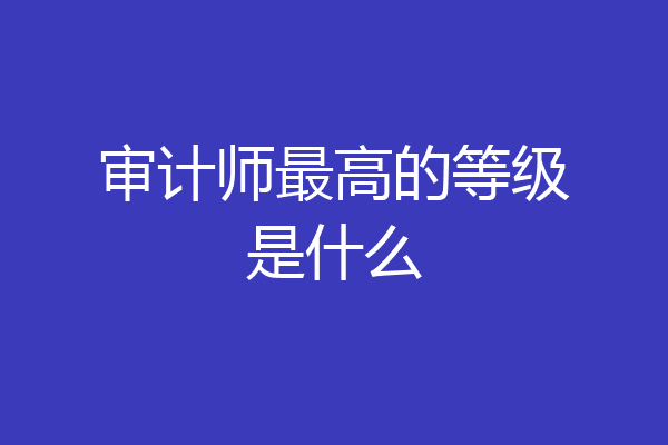 审计师最高的等级是什么
