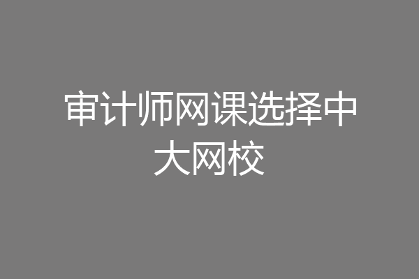 审计师网课选择中大网校