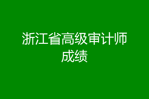 浙江省高级审计师成绩