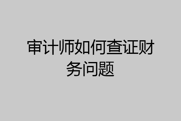 审计师如何查证财务问题
