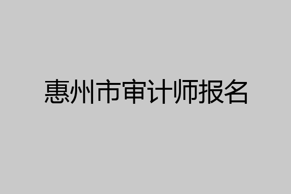 惠州市审计师报名