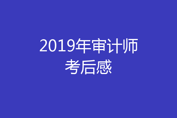 2019年审计师考后感
